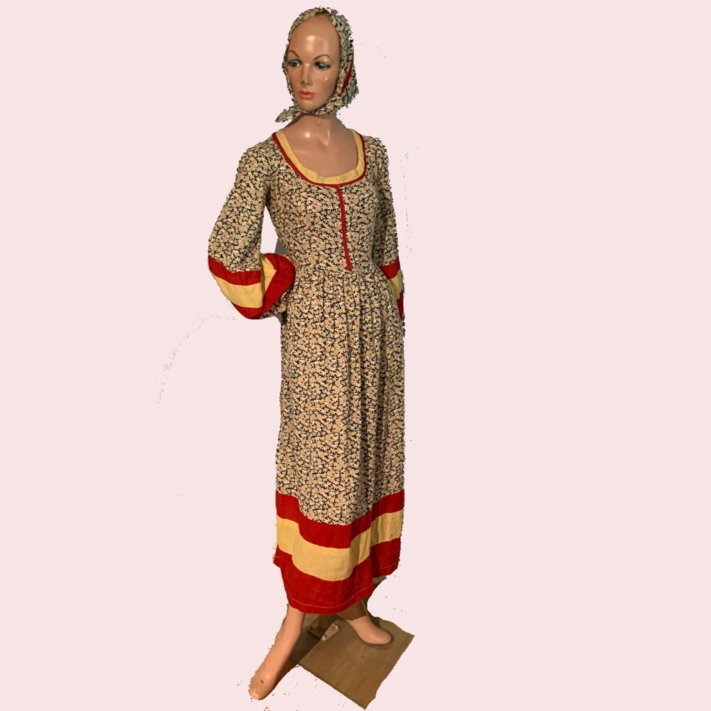 Best Authentic 1970 Hippie Girl Flower Child Maxi Dress Cottagecore Best S-M